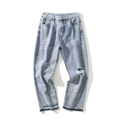 light blue jeans zipper placket