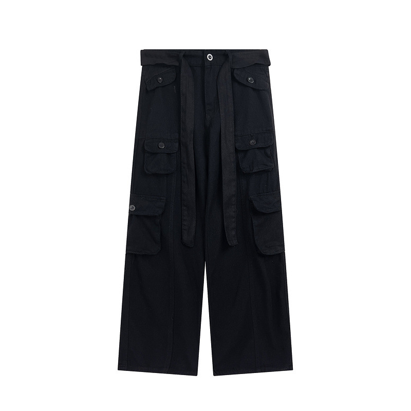 men autumn black cargo pants