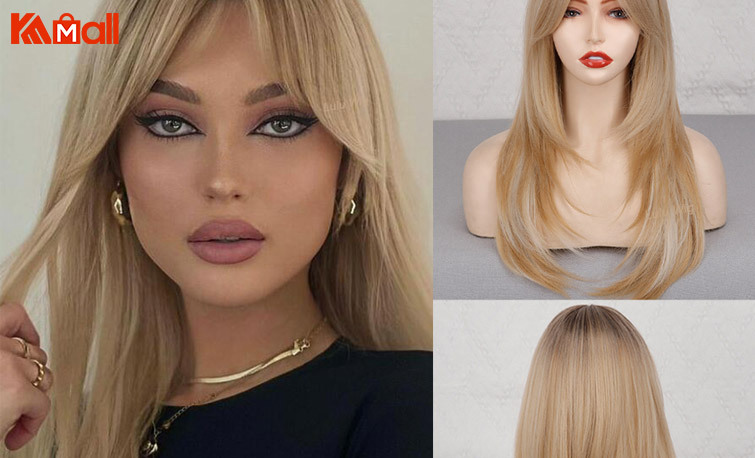 blond long straight lace front wig