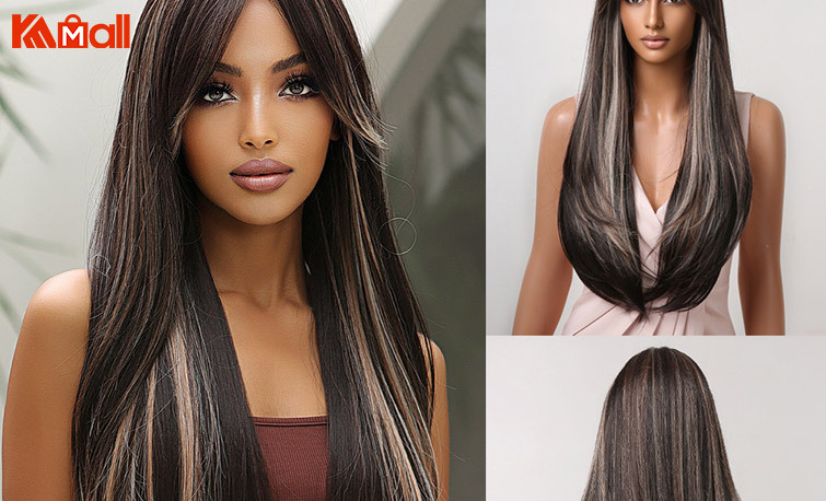 straight long lace front wig highlight
