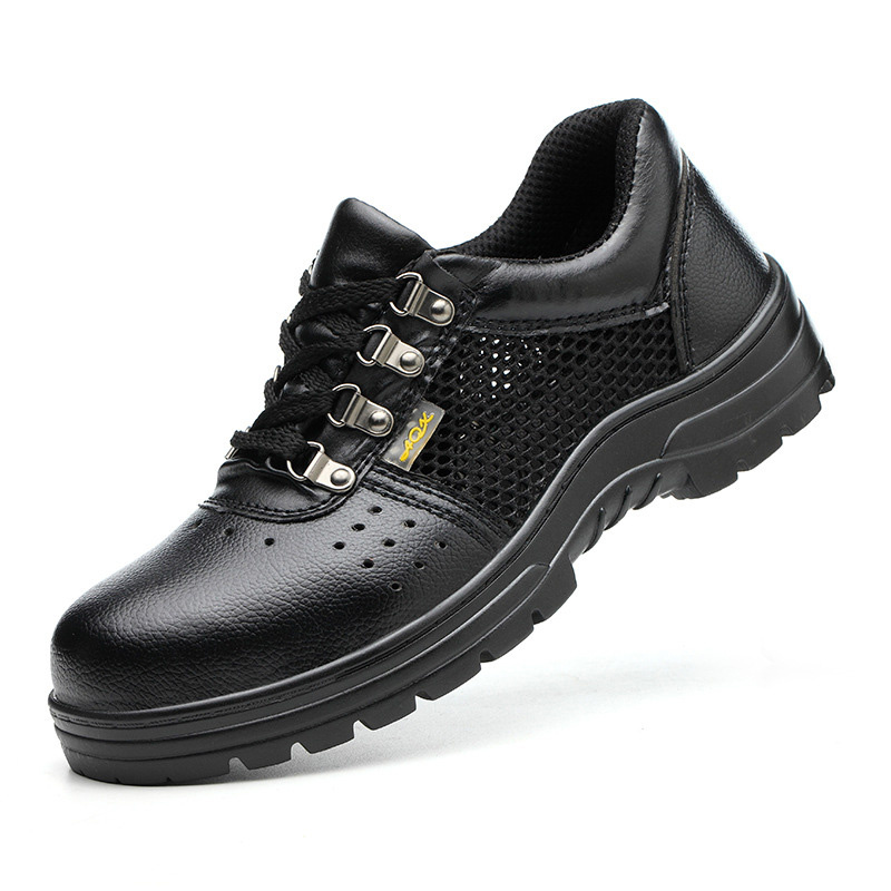 black mesh safety work shoes