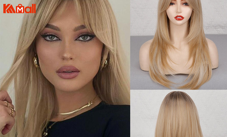 blond sleek shoulder length lace front wig