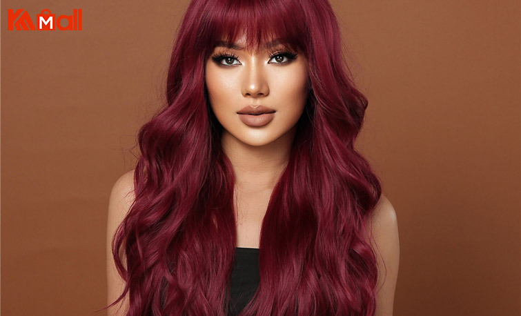 deep wave red wine hair wig