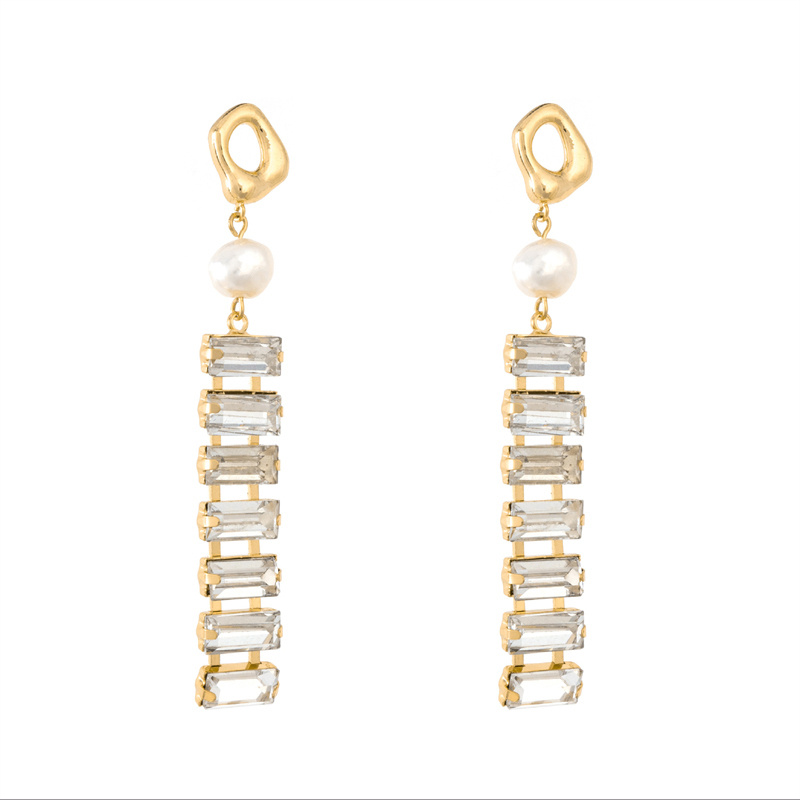 chain link rhinestone unique earrings