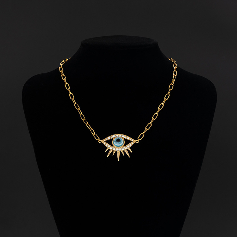 devil eye golden necklace