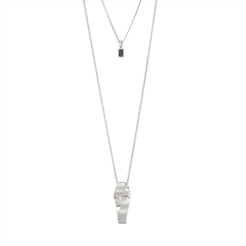 silver necklace simple style alloy