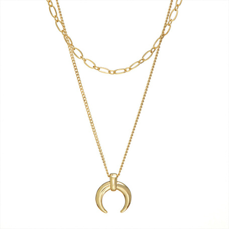 long necklace cuban chain moon
