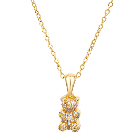chain necklace cartoon bear pendant