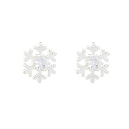 trendy silver snowflake stud earrings