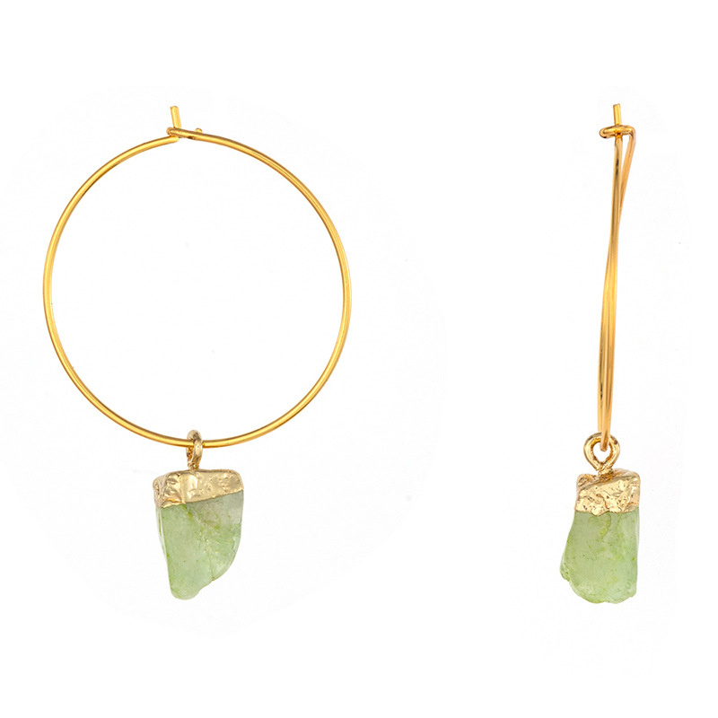 metal lightweight green gemstones earrings