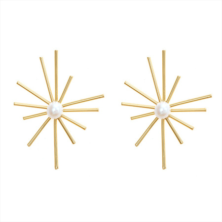 mature gold plated pearl stud earrings
