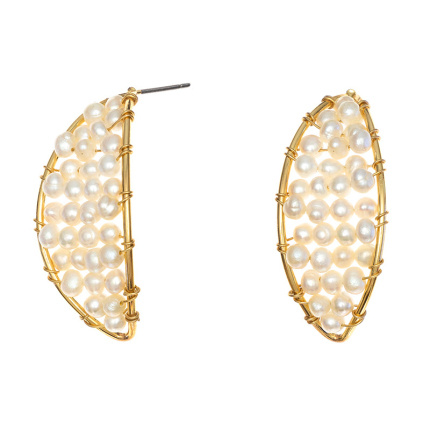gold plated handmade pearl stud earrings