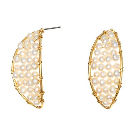 gold plated handmade pearl stud earrings