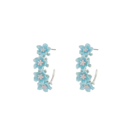 hottest blue flower c hoop earrings