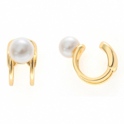 gold plated pearl ear clips earrings