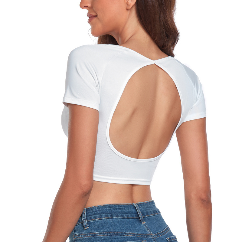 crop backless t shirt