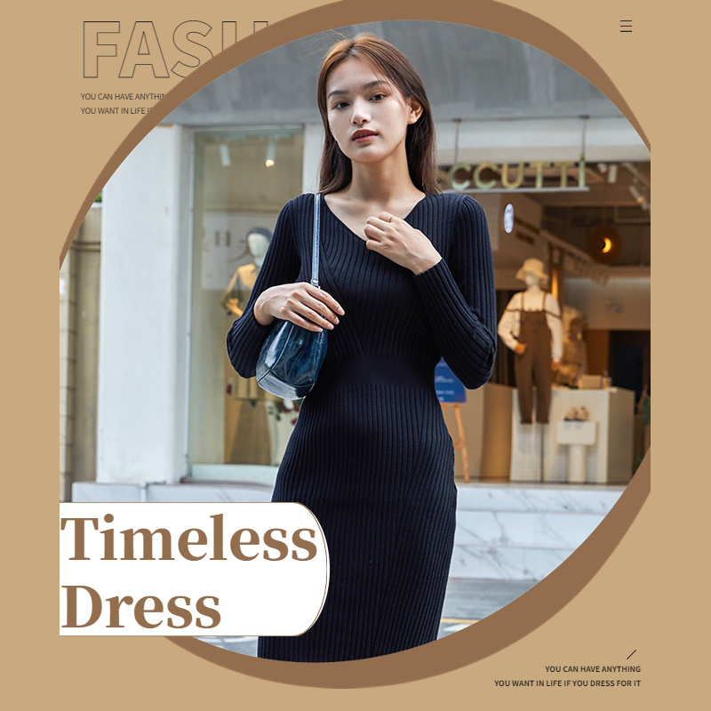 women classic black dress