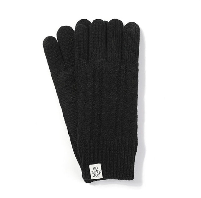 glove knitting split finger gloves black