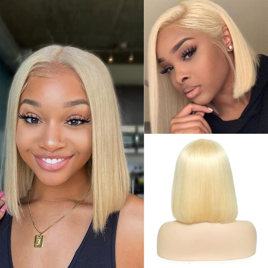 best short blonde wigs women-cheap real hair hot sale-trendy  straight wigs back view-middle parting 150% density wigs-the detailed chart of hair wigs-multiple color wigs hot sale
