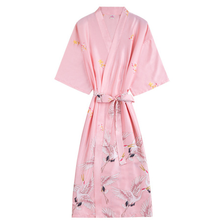 summer robe short sleeve imitation silk