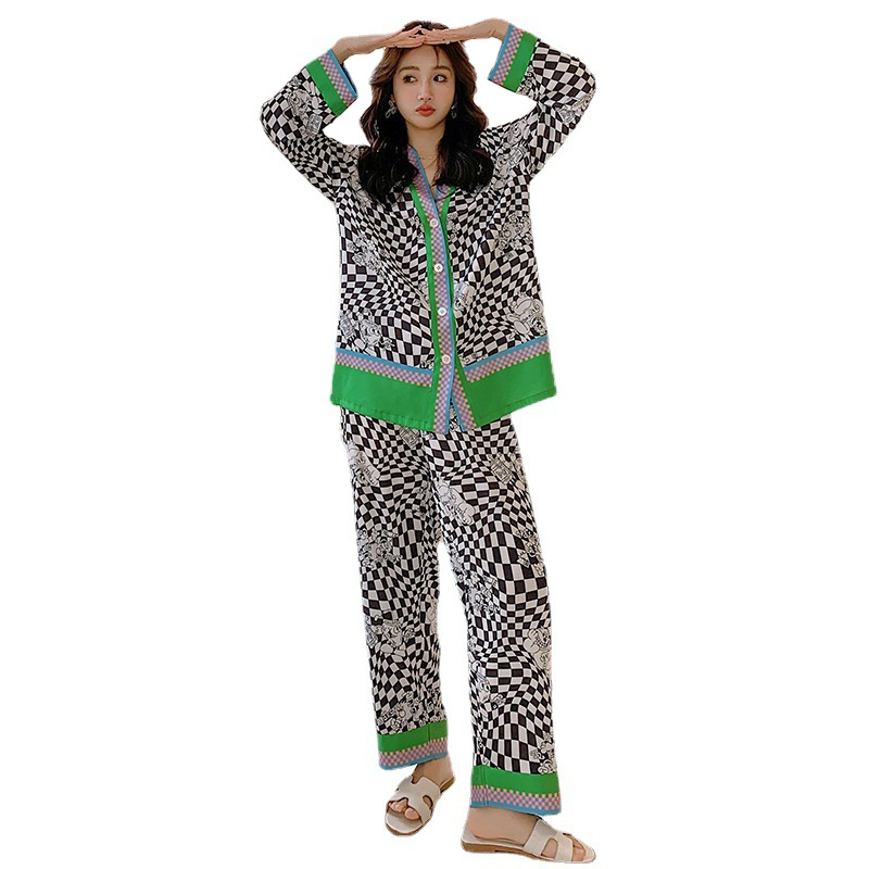 checkerboard grid women pajama sets