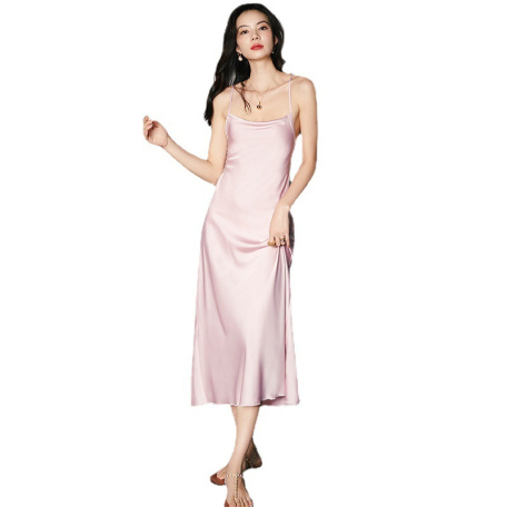 satin chiffon pink nightgown simple natural