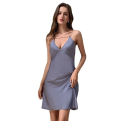v neck ladies night gown thin section