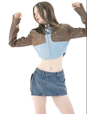Denim leather jacket