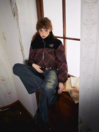 Sweetheart red plaid cotton jacket