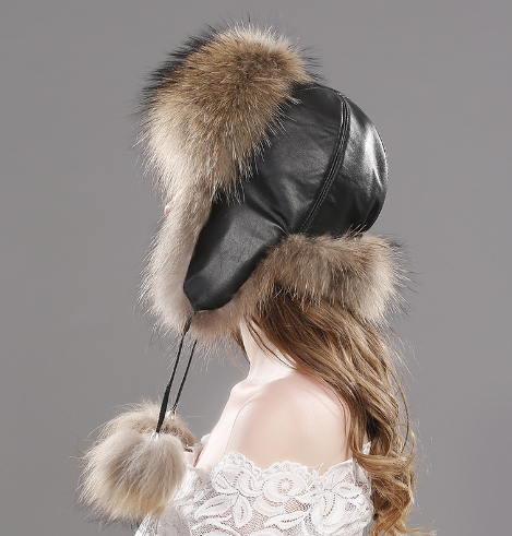 Fox hair hat outdoor ski hat