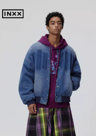 vintage cotton-padded jacket for men nostalgic cowboy baseball jacket