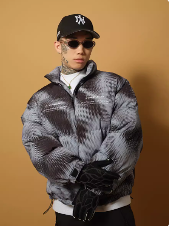 Cell gradient ripple cotton-padded jacket