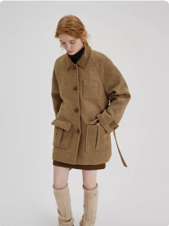 Vintage quilted jacket with suede collar