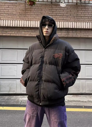 Stand collar towel embroidered printed winter warm bread suit