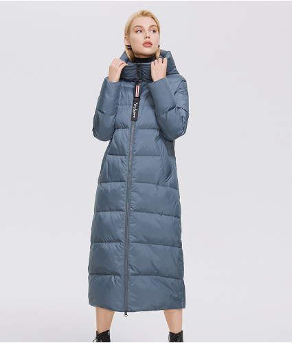 Hooded stand-up collar coat extra long warm windproof zipper cotton-padded jacket