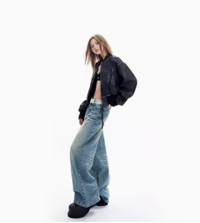 Vintage short baggy leather jacket