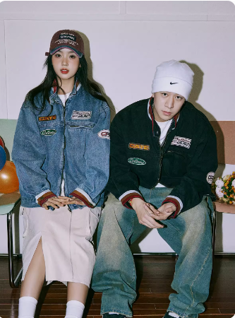 Stand-up collar denim jacket