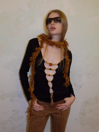 Zen wood beads deconstructed slim-fit simple jacket