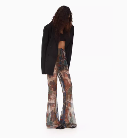 Vintage print cropped pants