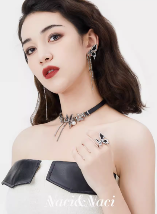 Black butterfly necklace