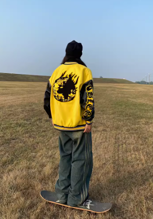 PU皮革拼接棒球制服