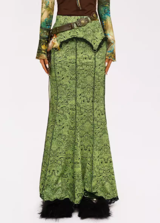 Vintage printed fishtail dress