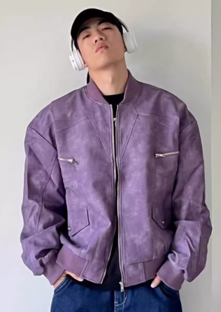 Suede bomber jacket