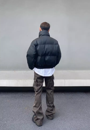 Padded jacket with stand-up collar