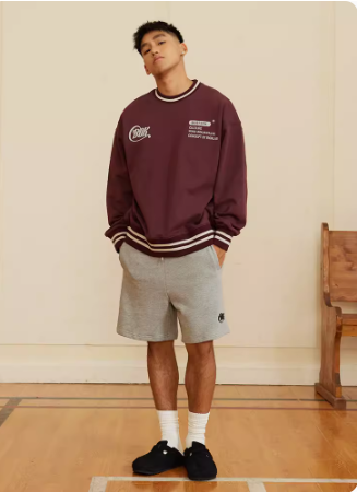 Burgundy crew-neck top
