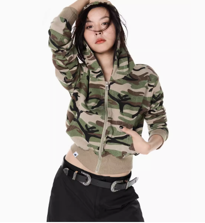 Camouflage cardigan hoodie