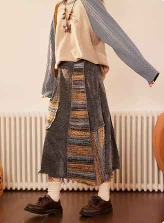 Ethnic style asymmetrical skirt