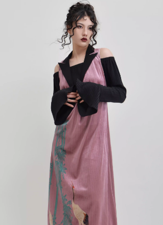 Velvet printed dress