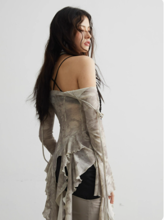 Ruffled off-the-shoulder top