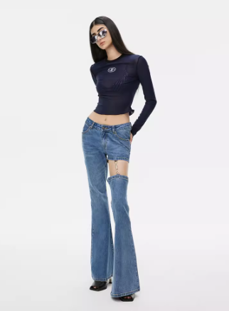 Detachable niche straight-leg flared jeans